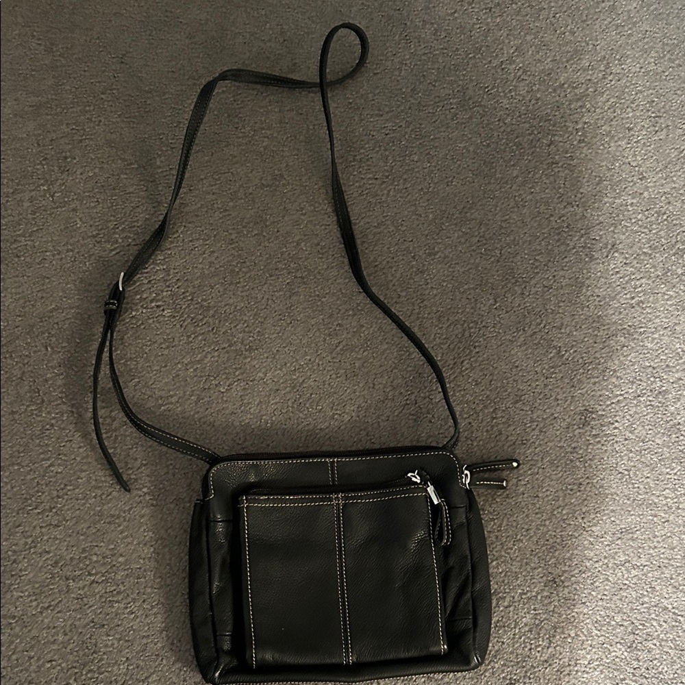 Tignanello Black Leather Crossbody Bag